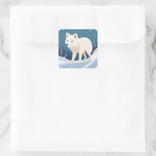 Weißfuchs Quadratischer Aufkleber (Tasche)