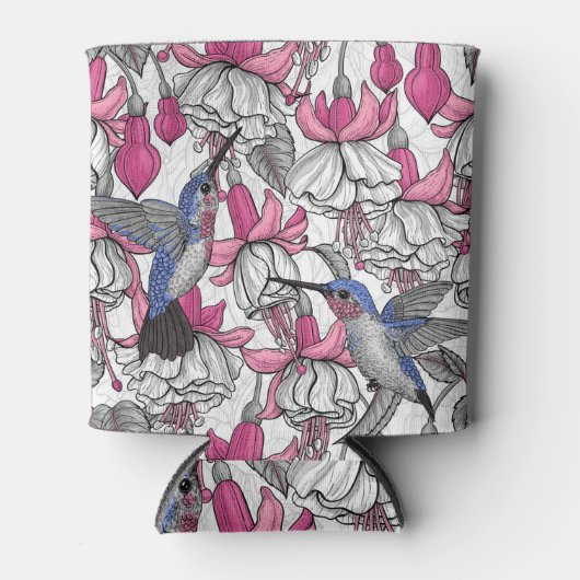 Weißfuchsien und Kolibris Dosenkühler (Vorderseite)