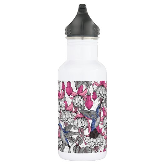 Weißfuchsien und Kolibris Edelstahlflasche (Rechts)