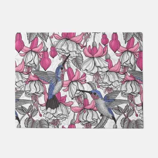 Weißfuchsien und Kolibris Fußmatte (Vorderseite)