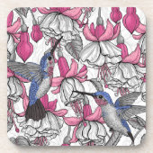 Weißfuchsien und Kolibris Getränkeuntersetzer (Vorderseite)