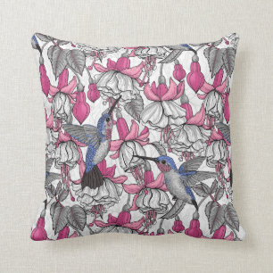 Weißfuchsien und Kolibris Kissen
