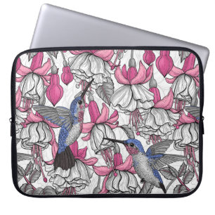 Weißfuchsien und Kolibris Laptopschutzhülle