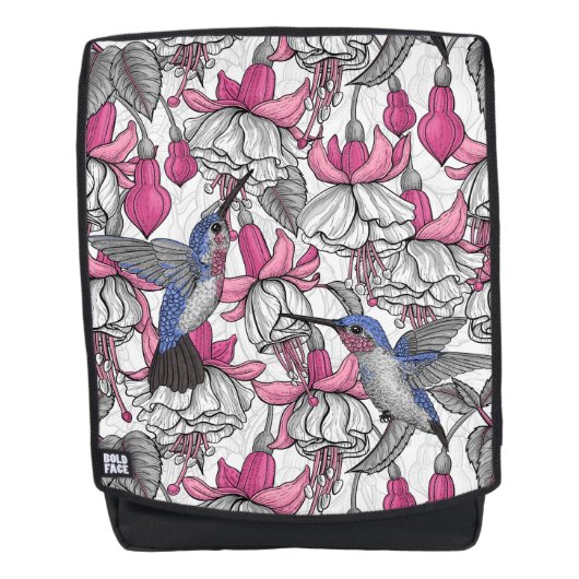 Weißfuchsien und Kolibris Rucksack (Vorderseite)