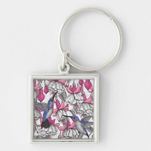 Weißfuchsien und Kolibris Schlüsselanhänger (Vorne)