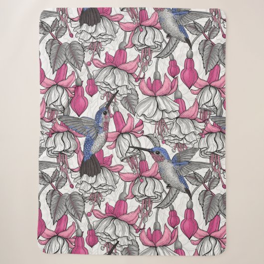 Weißfuchsien und Kolibris Sherpadecke (Vorderseite)