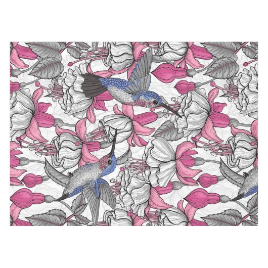 Weißfuchsien und Kolibris Tischdecke (Vorderseite (Horizontal))