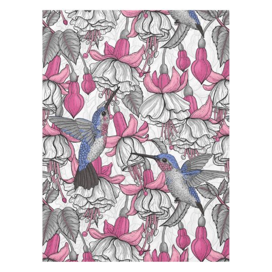 Weißfuchsien und Kolibris Tischdecke (Vorderseite)