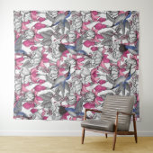 Weißfuchsien und Kolibris Wandteppich (Beispiel (Horizontal))