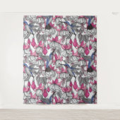 Weißfuchsien und Kolibris Wandteppich (Vorderseite)