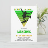 Weißgelbe grüne Skateboards Geburtstag Einladung (Stehend Vorderseite)