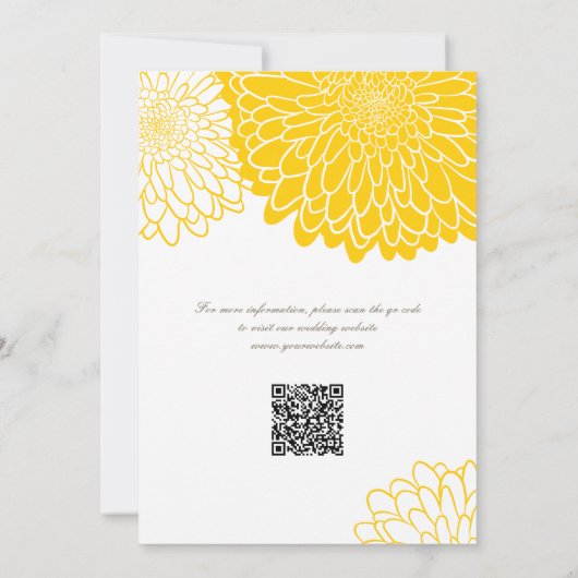 Weißgelber Chrysanthemum QR-Code Save the Date Einladung (Rückseite)