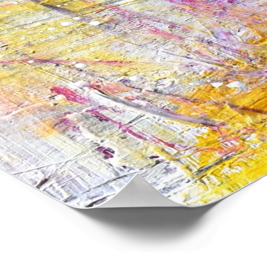 Weißgelbes Rosa Texturierte Abstrakte Malerei Poster (Ecke)