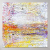 Weißgelbes Rosa Texturierte Abstrakte Malerei Poster (Vorne)