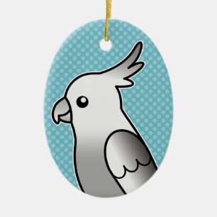 Weißgesicht-Karikatur-Nymphensittich-Papagei-Vogel Keramikornament