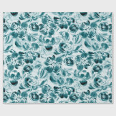 Weißgestrichene Blume auf dunklem Aquapapapier Geschenkpapier (Flach)