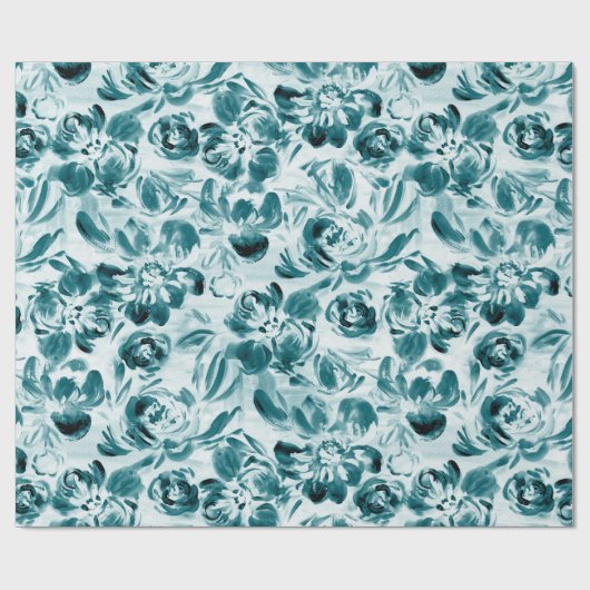 Weißgestrichene Blume auf dunklem Aquapapapier Geschenkpapier (Flach)