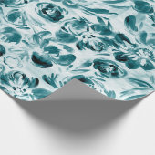 Weißgestrichene Blume auf dunklem Aquapapapier Geschenkpapier (Ecke)