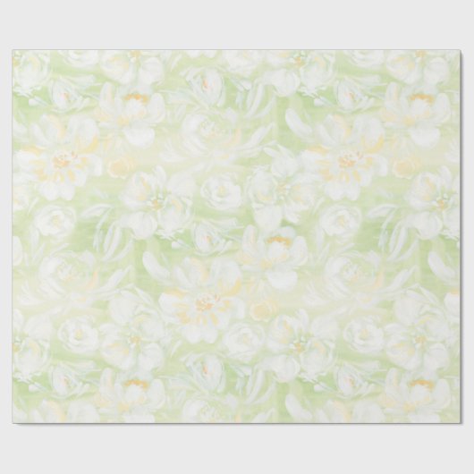 Weißgestrichene Blume auf grünem Frischpapier Geschenkpapier (Flach)