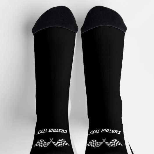Weißgestrichene Rennwagenflaggen - Personalisiert Socken (Oben)
