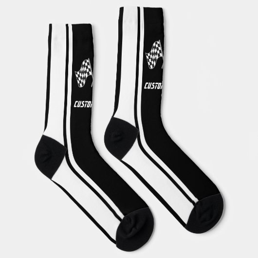 Weißgestrichene Rennwagenflaggen - Personalisiert Socken (Rechts)