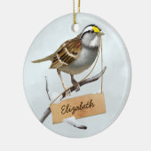 Weißgewirbelter Spatzen Anpassungsname Keramik Ornament (Links)