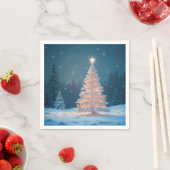 Weißglühender Weihnachtsbaum im Schnee Serviette (Beispiel)