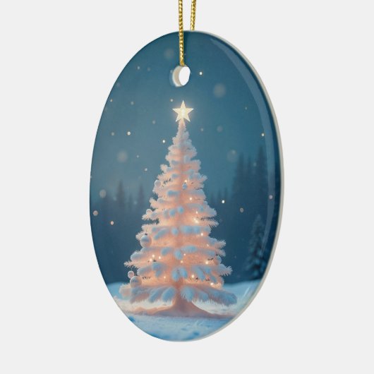 Weißglühender Weihnachtsbaum Keramik Ornament (Links)
