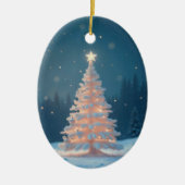 Weißglühender Weihnachtsbaum Keramik Ornament (Vorne)