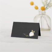 Weißgold botanisches Schwarz Platzkarte (Rückseite)