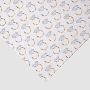 Weißgold-Diamant-Verlobungs-Hochzeitsring-Muster Seidenpapier