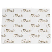 Weißgold elegantes Kalligrafiemuster Große Geschenktüte (Vorderseite)