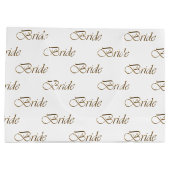 Weißgold elegantes Kalligrafiemuster Große Geschenktüte (Rückseite)