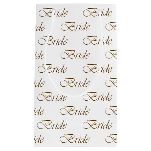 Weißgold elegantes Kalligrafiemuster Kleine Geschenktüte (Vorderseite)