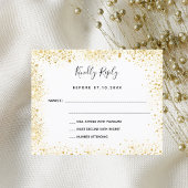 Weißgold Glitzern Hochzeit RSVP Flyer