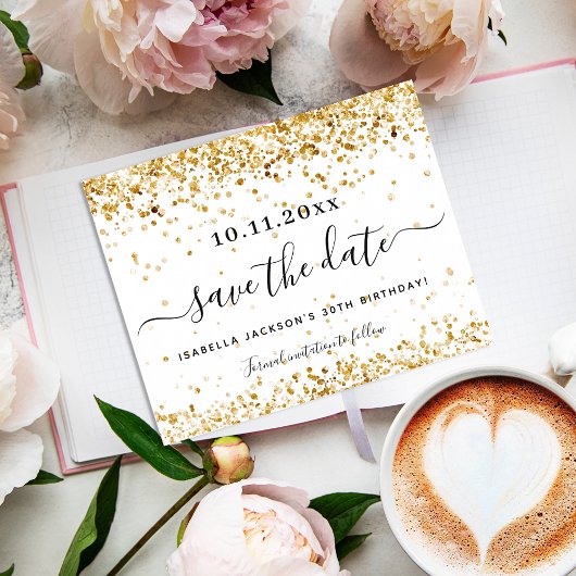 Weißgold Save the Date zum Geburtstag