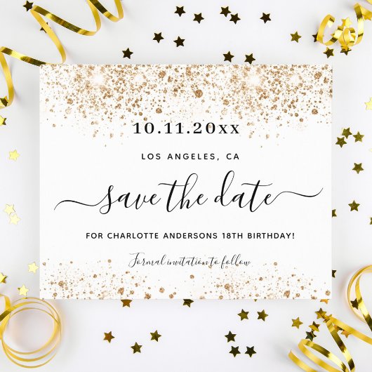 Weißgold Save the Date zum Geburtstag