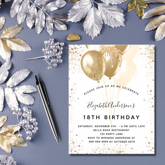 Weißgoldballons für die Geburtstagsparty Flyer