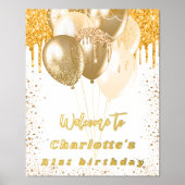 Weißgoldballons zum Geburtstag begrüßen Foliendrucke (Vorderseite)