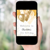 Weißgoldballons zum Geburtstag begrüßen Poster