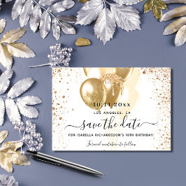 Weißgoldballons zum Geburtstag Save the Date