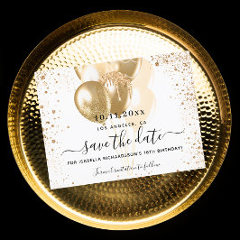 Weißgoldballons zum Geburtstag Save the Date Ankündigungspostkarte