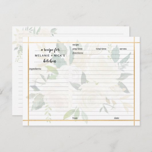 Weißgoldfarbene Rezeptur Postkarte (Vorne/Hinten)
