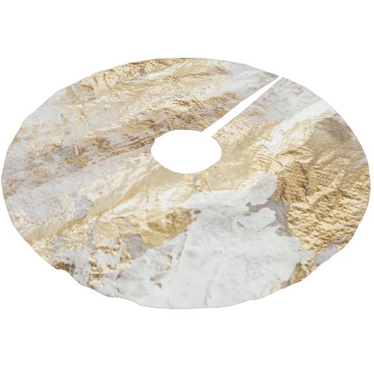 Weißgoldpinsel malte Textur. Polyester Weihnachtsbaumdecke (Schrägansicht)