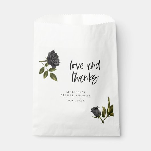 Weißgotische Rose Dunkles Brautparty Geschenktütchen (Vorderseite)