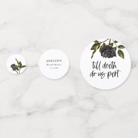 Weißgotische Rose Dunkles Brautparty Konfetti (Rückseiten)