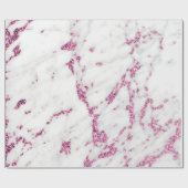 Weißgraue Rose Rosa Glitzer Carrara Marmorstein Geschenkpapier (Flach)