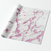 Weißgraue Rose Rosa Glitzer Carrara Marmorstein Geschenkpapier (Ungerollt)