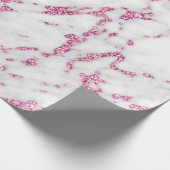 Weißgraue Rose Rosa Glitzer Carrara Marmorstein Geschenkpapier (Ecke)