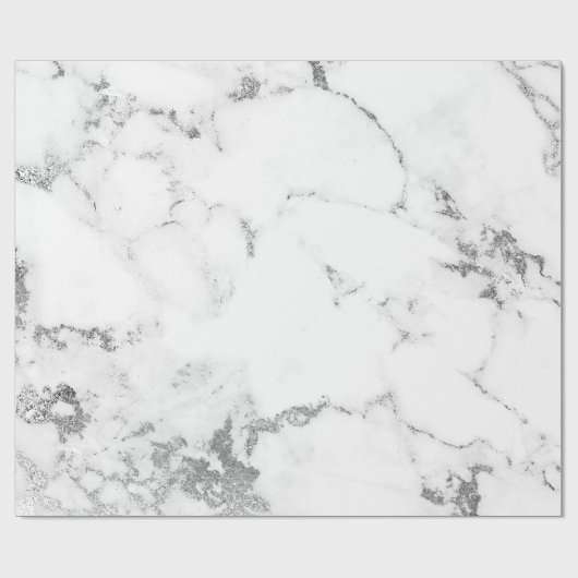 Weißgrauer Marmor Silver Carrara Stone Abstart Geschenkpapier (Flach)